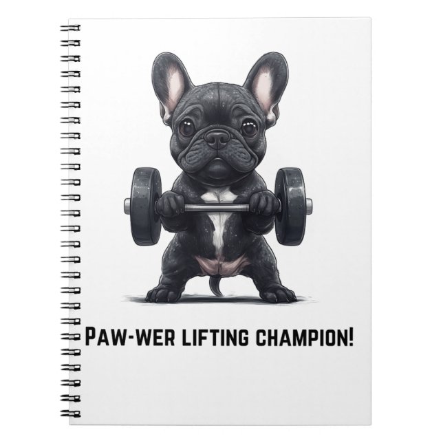 Cuaderno de levantador de pesas Frenchie (Frente)