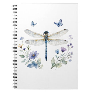 Cuaderno de libélula mariposa flor silvestre | 