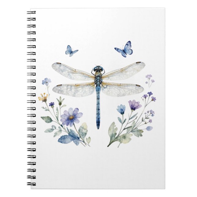 Cuaderno de libélula mariposa flor silvestre |  (Frente)