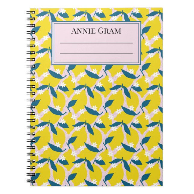 Cuaderno de limones caprichosos y hojas azules (Frente)