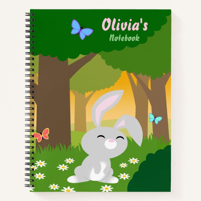 Cuaderno de lindo conejo en el bosque (Anverso)