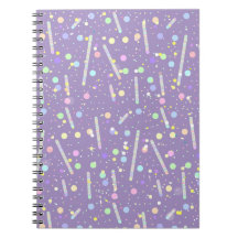 Cuaderno de líneas y puntos alegres azules púrpura