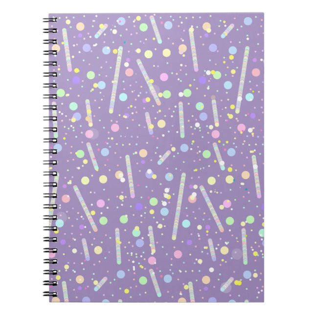 Cuaderno de líneas y puntos alegres azules púrpura (Frente)