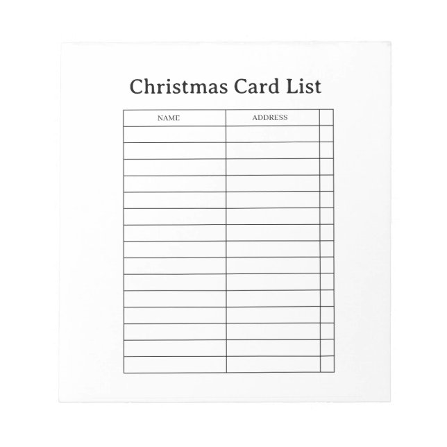 Cuaderno De Lista De Navidad Elegante (Frente)