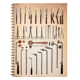 Cuaderno de los instrumentos médicos del vintage