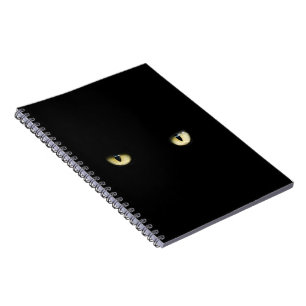 Cuaderno de los ojos de gato negro de Halloween