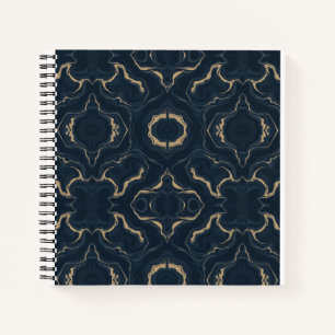 Cuaderno de lujo abstracto de mármol dorado naval