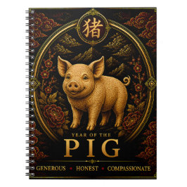 Cuaderno de lujo del año del cerdo del zodíaco chi