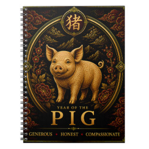 Cuaderno de lujo del año del cerdo del zodíaco chi
