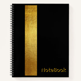 Cuaderno de lujo negro y dorado con brillo