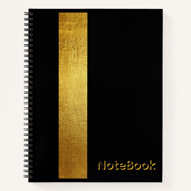 Cuaderno de lujo negro y dorado con brillo (Anverso)