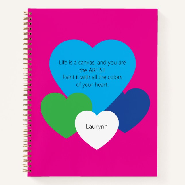 Cuaderno de lujo rosa con corazones (Anverso)