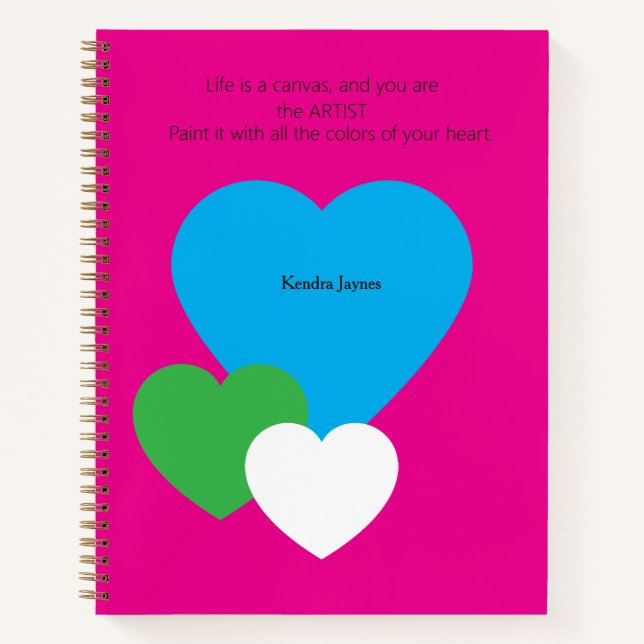 Cuaderno de lujo rosa con corazones (Anverso)