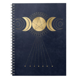 Cuaderno de luna triple dorado azul