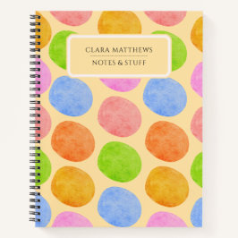 Cuaderno de lunares con acuarela colorida