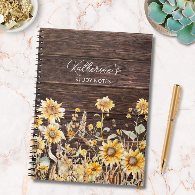 Cuaderno de madera de campo de girasoles amarillos (In situ)