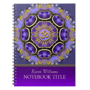 Cuaderno de Mandala de Yoga Golden Om Purple Fract