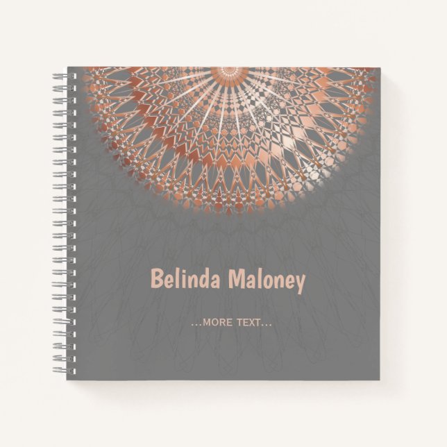 Cuaderno de Mandala gris dorado Rosa (Anverso)