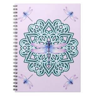 Cuaderno de Mandala Libélula Rosa Azul Purpura