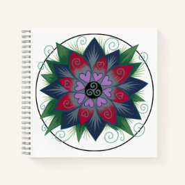 Cuaderno de mandalas con corazones florales cuadra