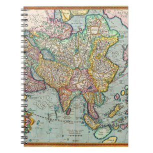 Cuaderno de mapas de Asia coloridas antiguas