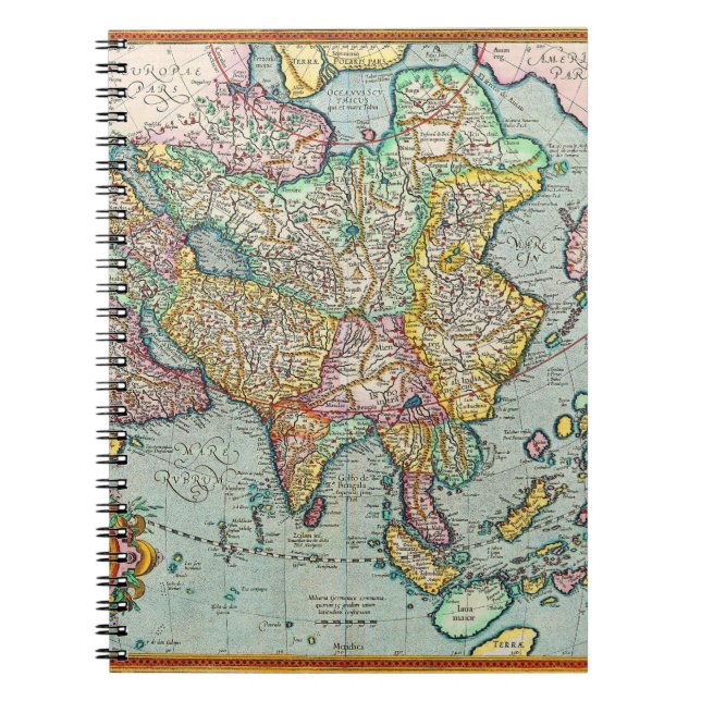 Cuaderno de mapas de Asia coloridas antiguas (Frente)