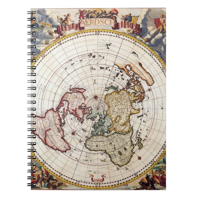 Cuaderno de mapas del mundo de proyección polar (Frente)