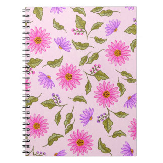 Cuaderno de margaritas florales de encaje rosa