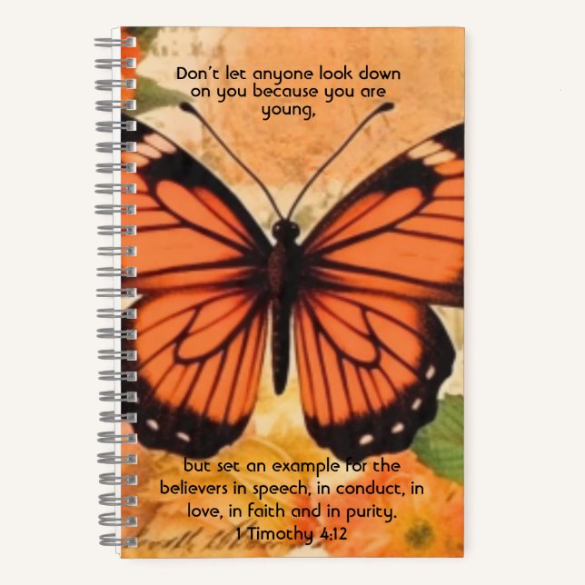 Cuaderno de mariposa 1 Timoteo 4:12 (Anverso)