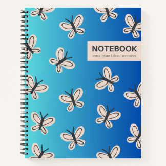 Cuaderno de mariposa de gradiente lineal azul