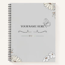 Cuaderno de mariposa floral minimalista personaliz