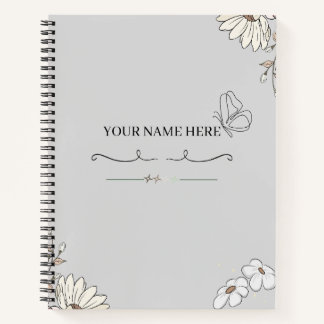 Cuaderno de mariposa floral minimalista personaliz