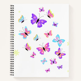 Cuaderno de mariposas coloridas de moda