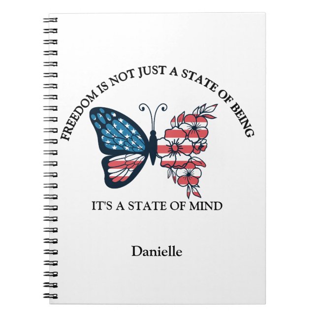 Cuaderno de mariposas personalizado del 4 de julio (Frente)