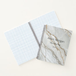 Cuaderno de mármol blanco dorado