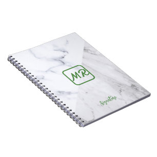 Cuaderno de mármol blanco para una organización el