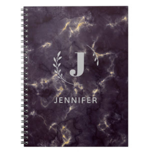 Cuaderno de mármol con monograma personalizado reg