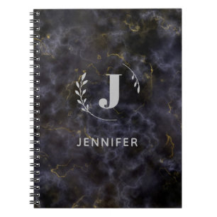 Cuaderno de mármol con monograma personalizado reg