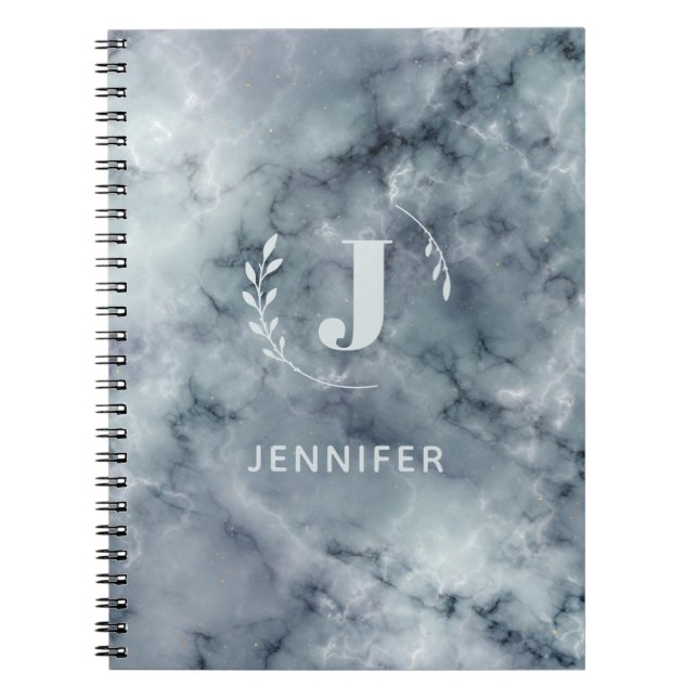 Cuaderno de mármol con monograma personalizado reg (Frente)