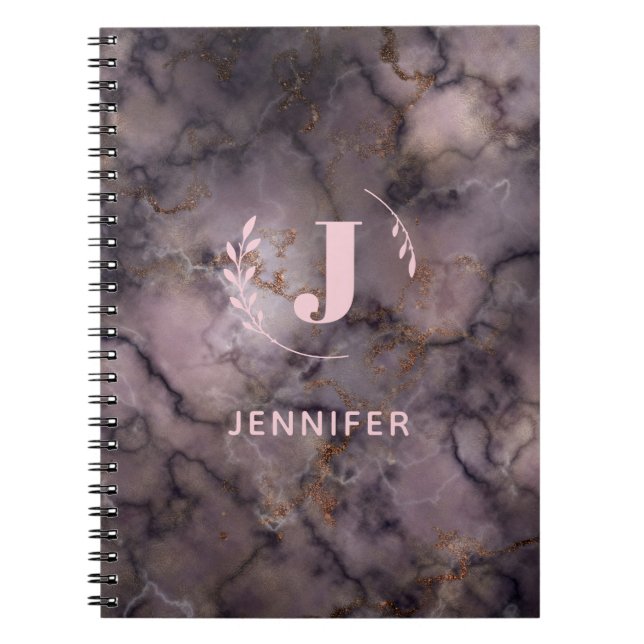Cuaderno de mármol con monograma personalizado reg (Frente)