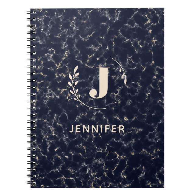 Cuaderno de mármol con monograma personalizado reg (Frente)