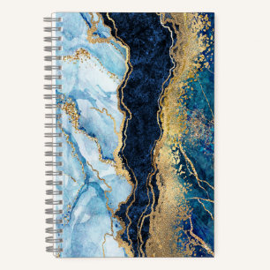 Cuaderno de       Mármol de oro azul acuarela