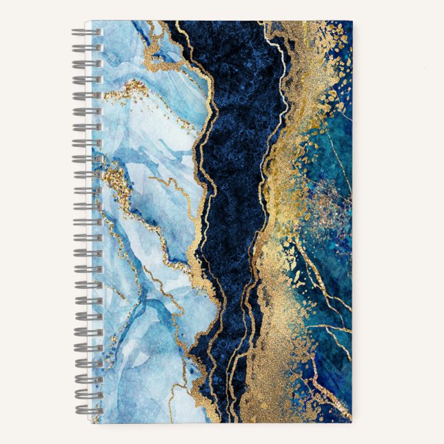 Cuaderno de       Mármol de oro azul acuarela (Anverso)