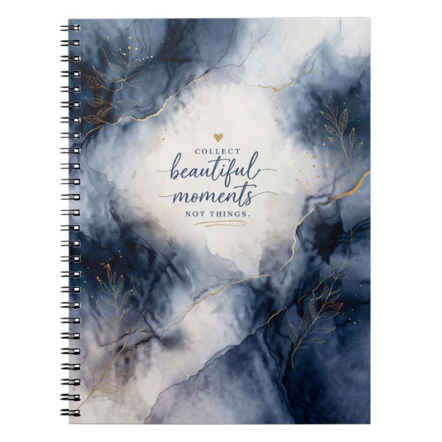 Cuaderno de mármol Navy elegante para estudiantes  (Frente)