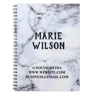 Cuaderno de mármol simple y elegante añade tu nomb
