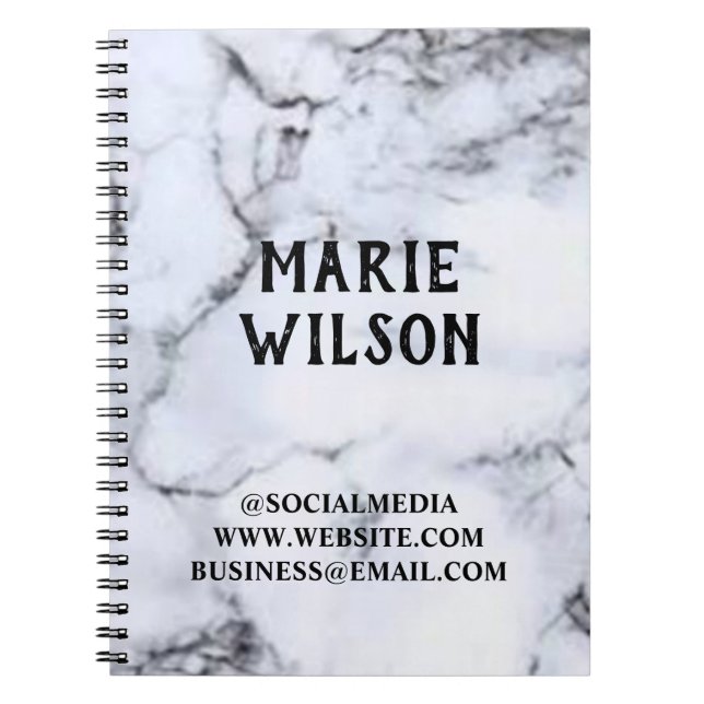 Cuaderno de mármol simple y elegante añade tu nomb (Frente)