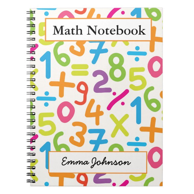 Cuaderno De Matemáticas Personalizado Números Colo (Frente)