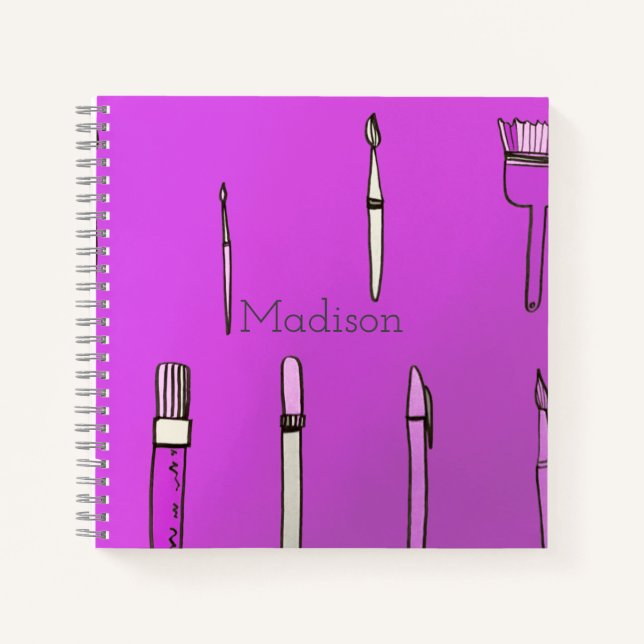 Cuaderno de material escolar cuadrado púrpura (Anverso)