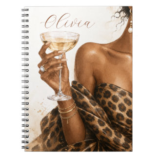 Cuaderno de moda de mujer negra personalizado