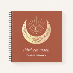 Cuaderno de monograma boho de luna creciente de te